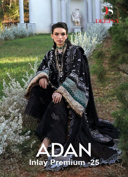 Adan Inlay Premium 25 By Deepsy Pure Cotton Embroidery Work Top With Bottom Dupatta Online Wholesale  